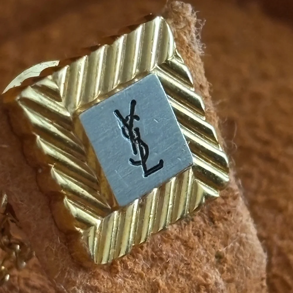 Yves Saint Laurent Vintage Gold and Silver Tie Pin with Box